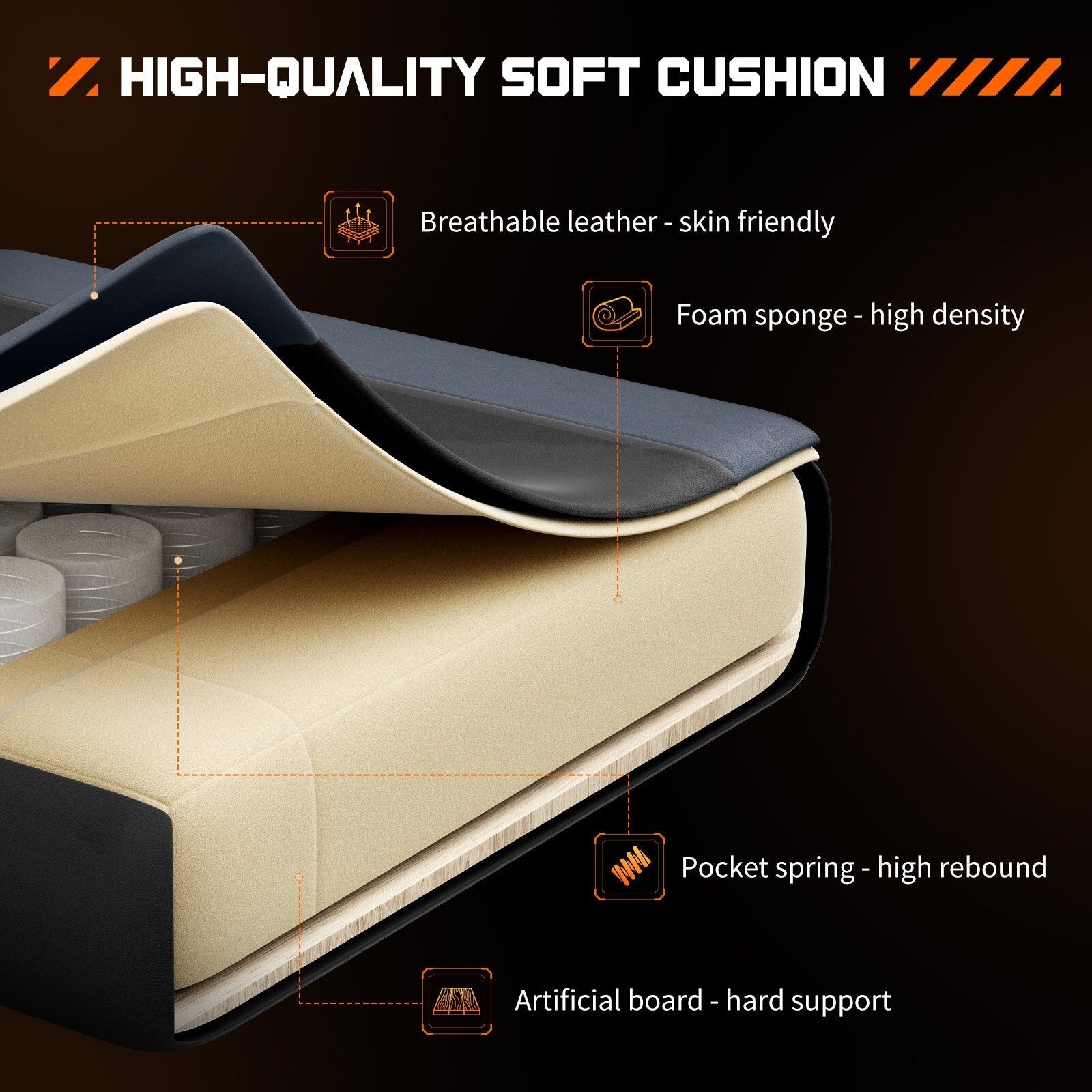 Fauteuil de jeu ergonomique pivotant à 360° en cuir PU avec repose-pieds, appui-tête, support lombaire et hauteur réglable