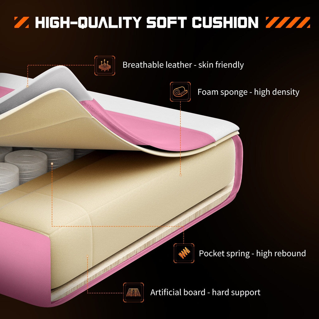 Fauteuil de jeu ergonomique pivotant à 360° en cuir PU avec repose-pieds, appui-tête, support lombaire et hauteur réglable