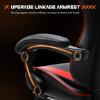 Fauteuil de jeu ergonomique pivotant à 360° en cuir PU avec repose-pieds, appui-tête, support lombaire et hauteur réglable