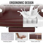 Fauteuil de bureau pivotant ergonomique en cuir PU avec repose-pieds, dossier capitonné et décoration cloutée