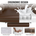Fauteuil de bureau pivotant ergonomique en cuir PU avec repose-pieds, dossier capitonné et décoration cloutée
