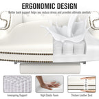 Fauteuil de bureau pivotant ergonomique en cuir PU avec repose-pieds, dossier capitonné et décoration cloutée