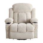 Fauteuil inclinable ergonomique avec releveur électrique, canapé chauffant et massant en tissu avec chargement USB, poches latérales et télécommande