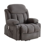 Fauteuil inclinable ergonomique avec releveur électrique, canapé chauffant et massant en tissu avec chargement USB, poches latérales et télécommande