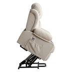 Fauteuil inclinable ergonomique avec releveur électrique, canapé chauffant et massant en tissu avec chargement USB, poches latérales et télécommande