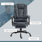 Chaise de bureau ergonomique à vibrations et massage avec dossier inclinable, hauteur réglable et repose-pieds rétractable
