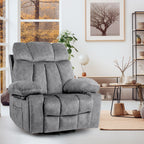 Fauteuil de massage pivotant ergonomique en velours avec chauffage, 8 points de massage, base à bascule, chargement USB, porte-gobelets et poches latérales