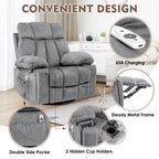 Fauteuil de massage pivotant ergonomique en velours avec chauffage, 8 points de massage, base à bascule, chargement USB, porte-gobelets et poches latérales