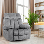 Fauteuil de massage pivotant ergonomique en velours avec chauffage, 8 points de massage, base à bascule, chargement USB, porte-gobelets et poches latérales