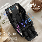 Fauteuil de massage ergonomique à gravité zéro avec airbag, chauffage et Bluetooth, repose-pieds réglable