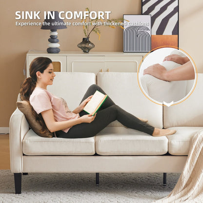 Canapé 3 places Erommy, canapé 72 places pour salon, canapé en tissu moderne avec 4 pieds en bois et 2 tiges de support en métal pour chambre