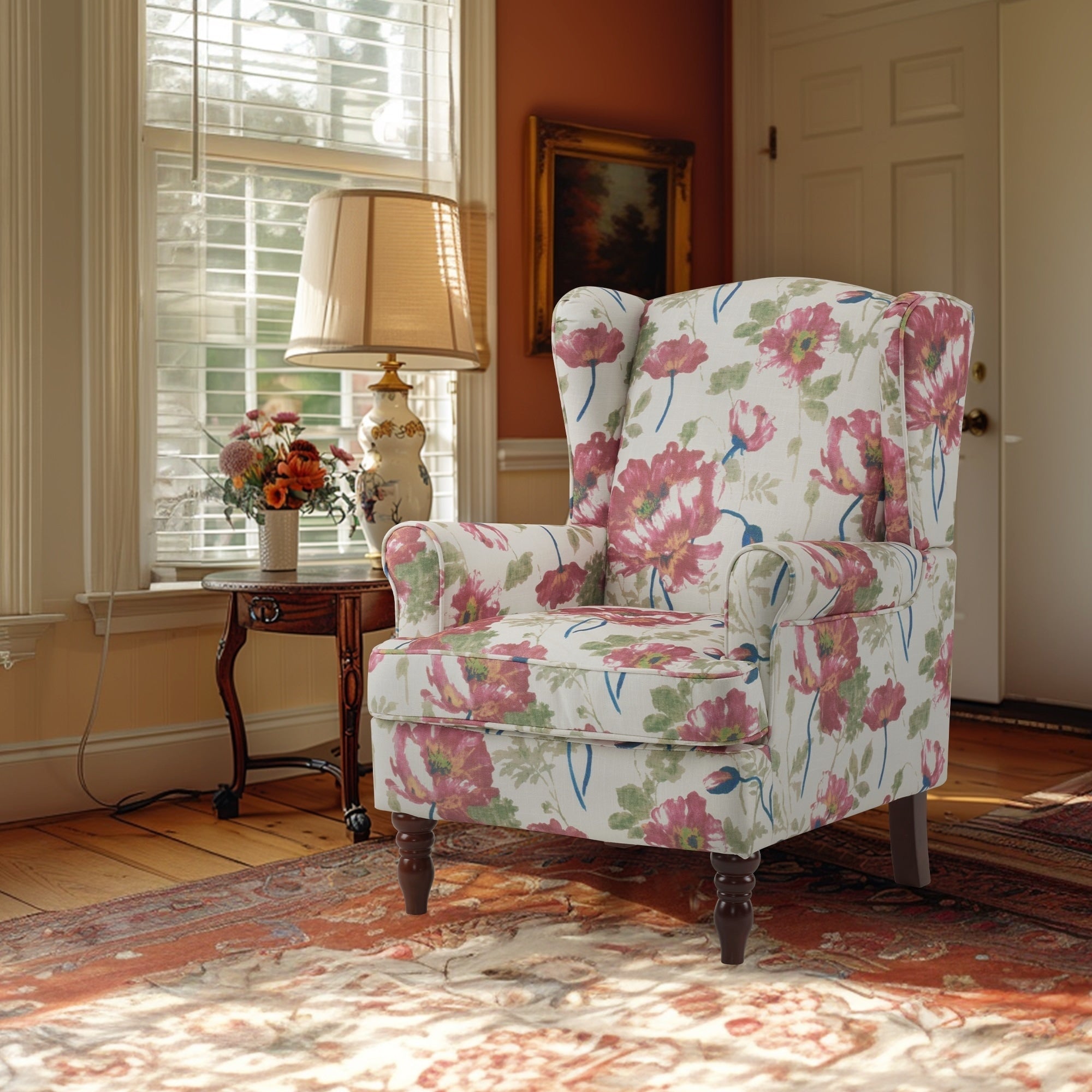 Fauteuil d'appoint moderne Erommy, fauteuil à dossier haut, canapé simple en tissu rembourré avec pieds en bois pour le salon