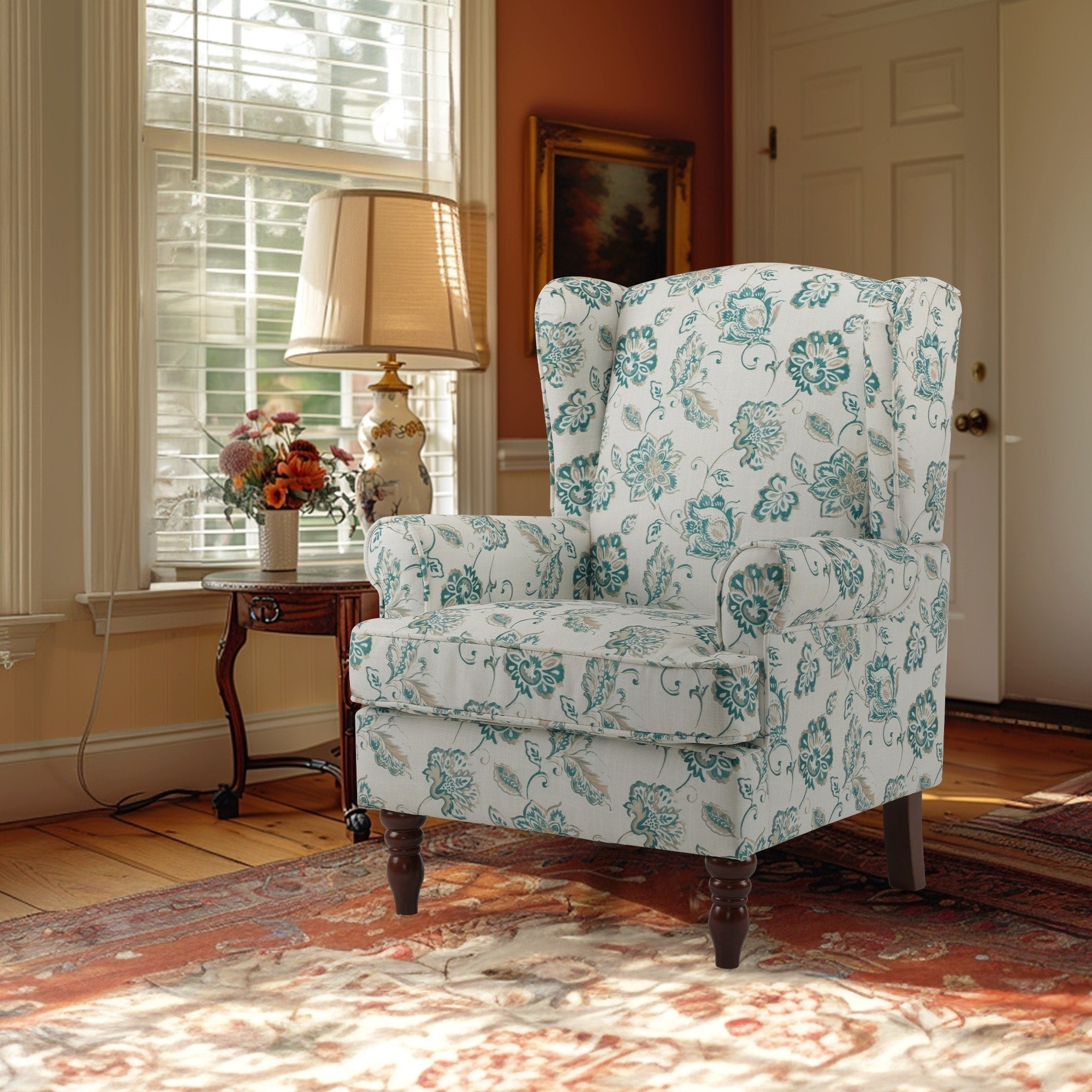 Fauteuil d'appoint moderne Erommy, fauteuil à dossier haut, canapé simple en tissu rembourré avec pieds en bois pour le salon