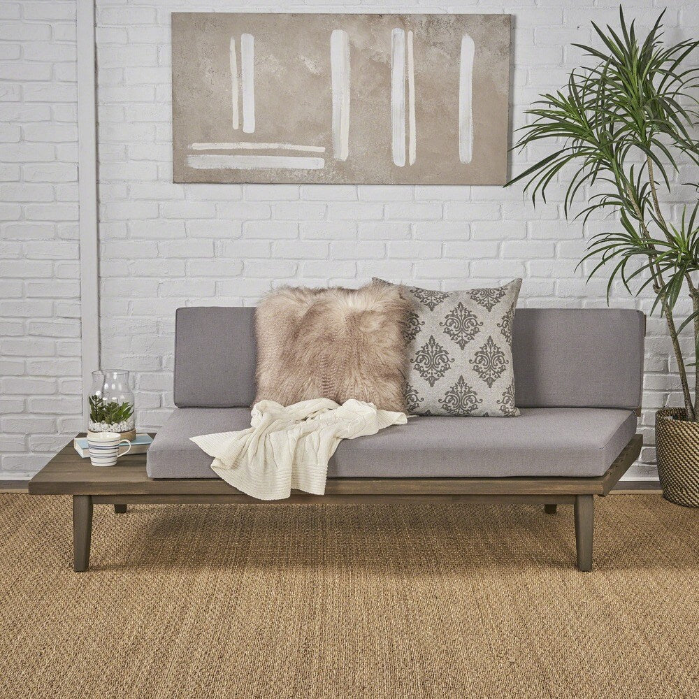 Canapé minimaliste en bois et tissu Eulah de Christopher Knight Home, côté gauche