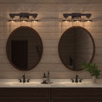Applique murale de salle de bain ExBrite Farmhouse à 3 lumières, en fer noir, à intensité variable