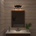 Applique murale de salle de bain ExBrite Farmhouse à 3 lumières, en fer noir, à intensité variable