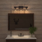 Applique murale de salle de bain ExBrite Farmhouse à 3 lumières, en fer noir, à intensité variable