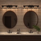 Applique murale de salle de bain ExBrite Farmhouse à 3 lumières, en fer noir, à intensité variable