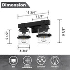Applique murale de salle de bain ExBrite Farmhouse à 3 lumières, en fer noir, à intensité variable