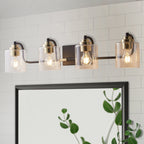 Appliques murales modernes ExBrite en cristal doré rose à 1, 2, 3, 4 ou 5 lumières pour salle de bain, à intensité variable