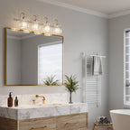 Appliques murales modernes ExBrite en cristal doré rose à 1, 2, 3, 4 ou 5 lumières pour salle de bain, à intensité variable