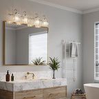 Appliques murales modernes ExBrite en cristal doré rose à 1, 2, 3, 4 ou 5 lumières pour salle de bain, à intensité variable