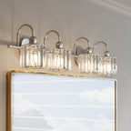 Appliques murales modernes ExBrite en cristal doré rose à 1, 2, 3, 4 ou 5 lumières pour salle de bain, à intensité variable
