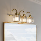Appliques murales modernes ExBrite en cristal doré rose à 1, 2, 3, 4 ou 5 lumières pour salle de bain, à intensité variable
