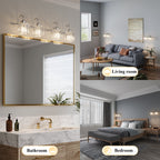 Appliques murales modernes ExBrite en cristal doré rose à 1, 2, 3, 4 ou 5 lumières pour salle de bain, à intensité variable