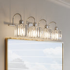 Appliques murales modernes ExBrite en cristal doré rose à 1, 2, 3, 4 ou 5 lumières pour salle de bain, à intensité variable