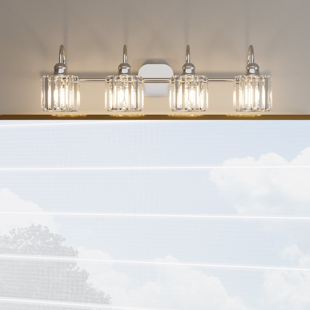 Appliques murales modernes ExBrite en cristal doré rose à 1, 2, 3, 4 ou 5 lumières pour salle de bain, à intensité variable