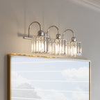 Appliques murales modernes ExBrite en cristal doré rose à 1, 2, 3, 4 ou 5 lumières pour salle de bain, à intensité variable