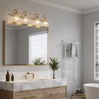 Appliques murales modernes ExBrite en cristal doré rose à 1, 2, 3, 4 ou 5 lumières pour salle de bain, à intensité variable