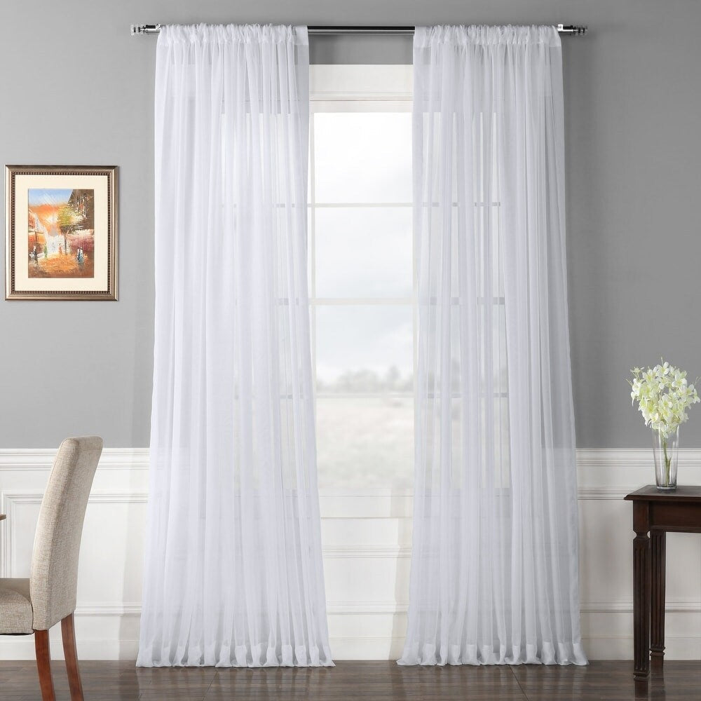 Rideau en voile blanc extra large de tissus exclusifs (1 panneau)