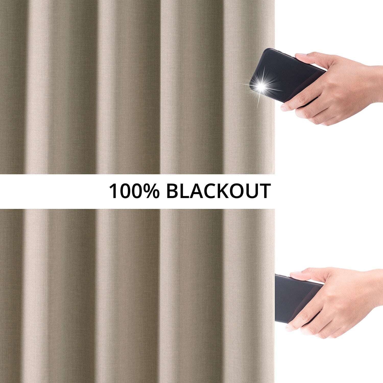 Rideaux occultants 100 % en faux lin exclusifs, bloquant la chaleur et la lumière (1 panneau)