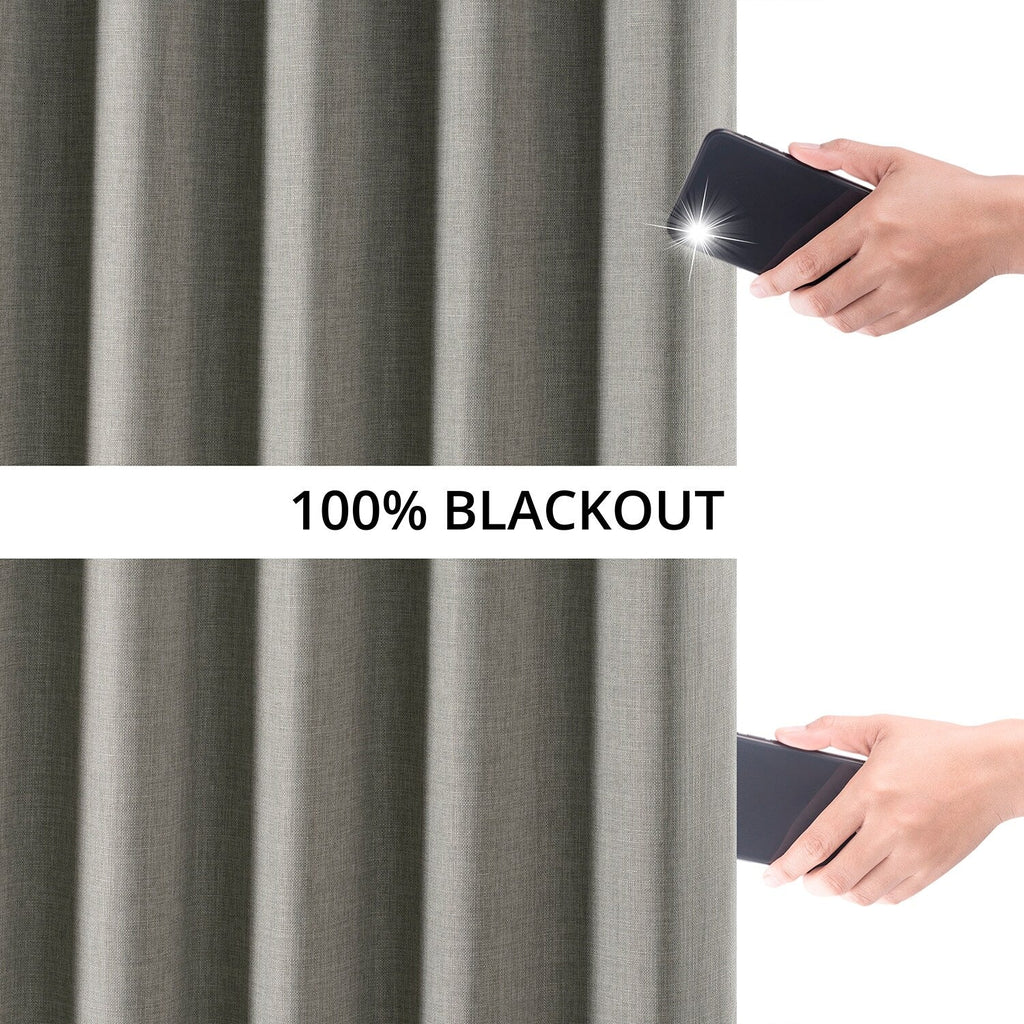Rideaux occultants 100 % en faux lin exclusifs, bloquant la chaleur et la lumière (1 panneau)