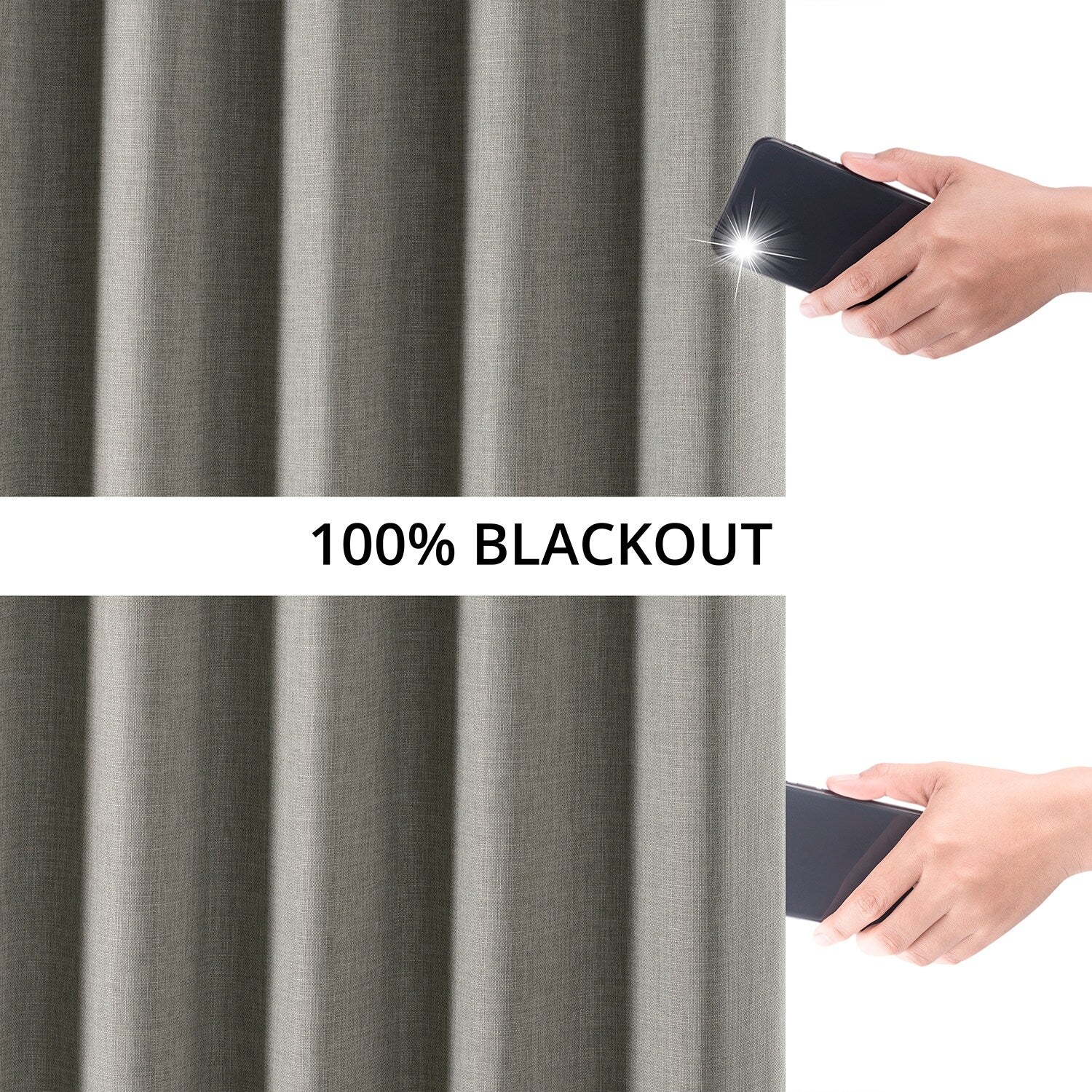 Rideaux occultants 100 % en faux lin exclusifs, bloquant la chaleur et la lumière (1 panneau)