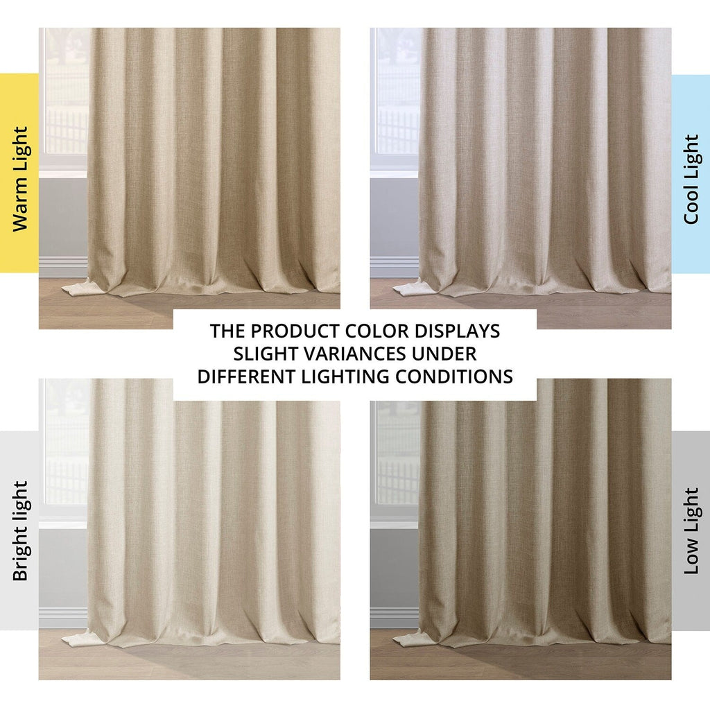 Rideaux occultants en faux lin italien Exclusive Fabrics pour chambre et salon - Rideaux de fenêtre à panneau unique