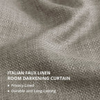 Rideaux occultants en faux lin italien Exclusive Fabrics pour chambre et salon - Rideaux de fenêtre à panneau unique