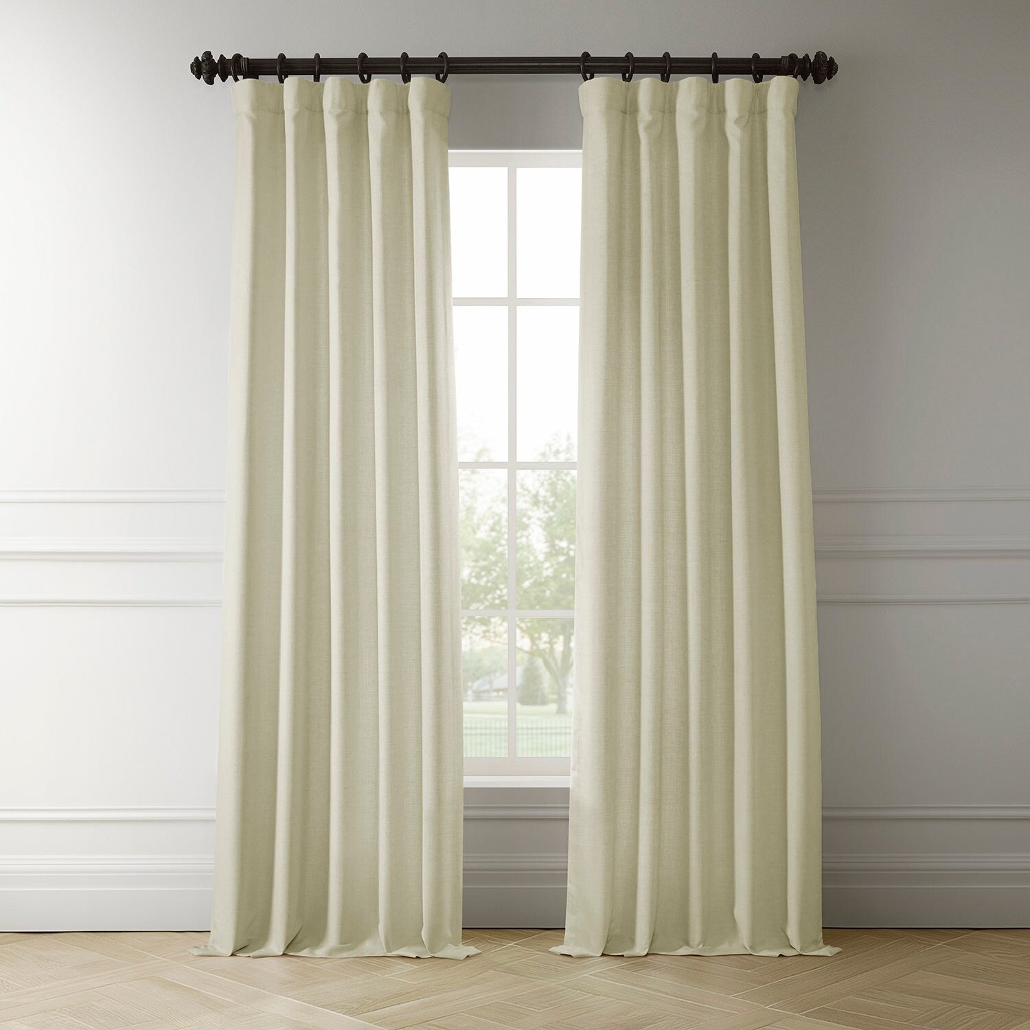 Rideaux occultants en faux lin italien Exclusive Fabrics pour chambre et salon - Rideaux de fenêtre à panneau unique