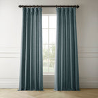 Rideaux occultants en faux lin italien Exclusive Fabrics pour chambre et salon - Rideaux de fenêtre à panneau unique