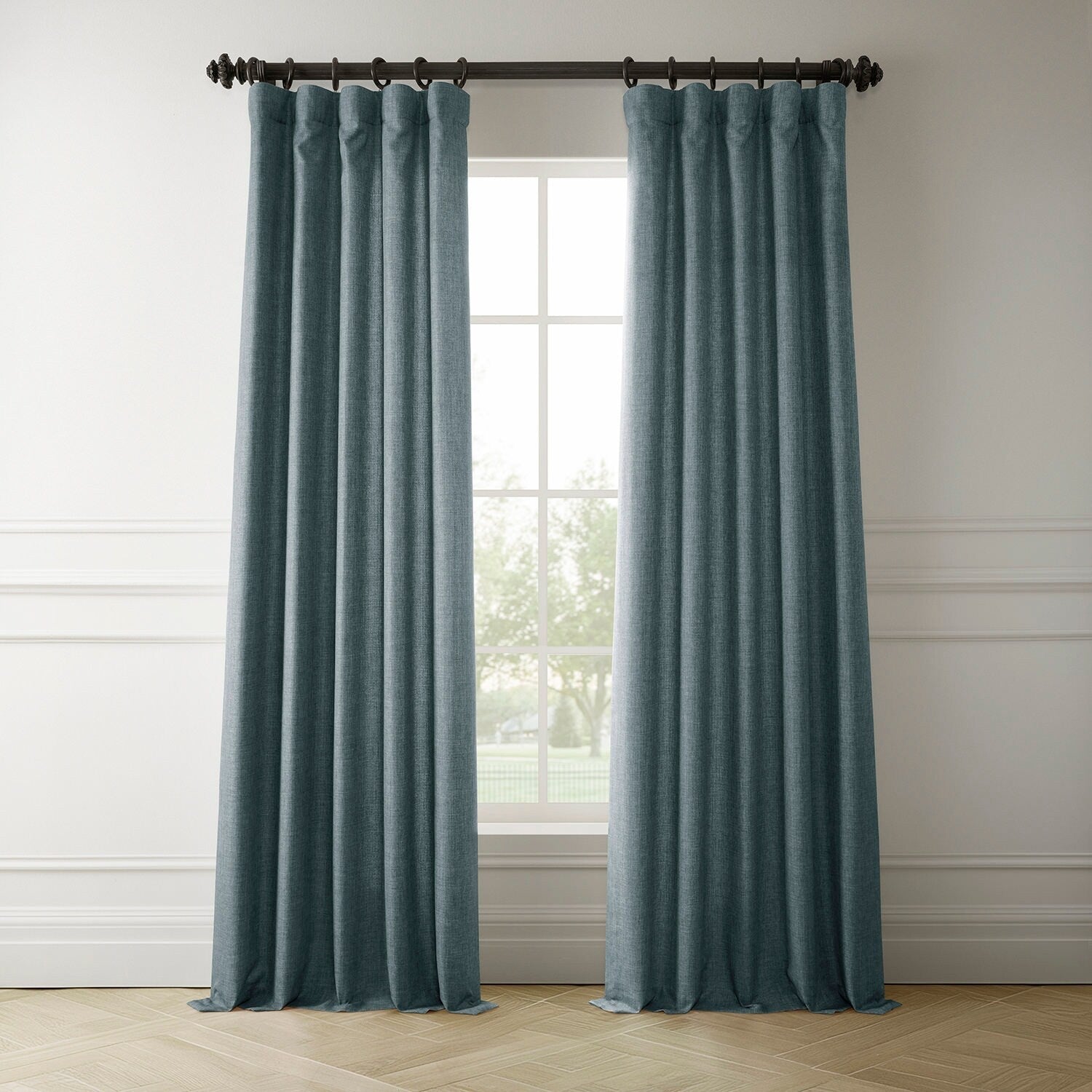 Rideaux occultants en faux lin italien Exclusive Fabrics pour chambre et salon - Rideaux de fenêtre à panneau unique