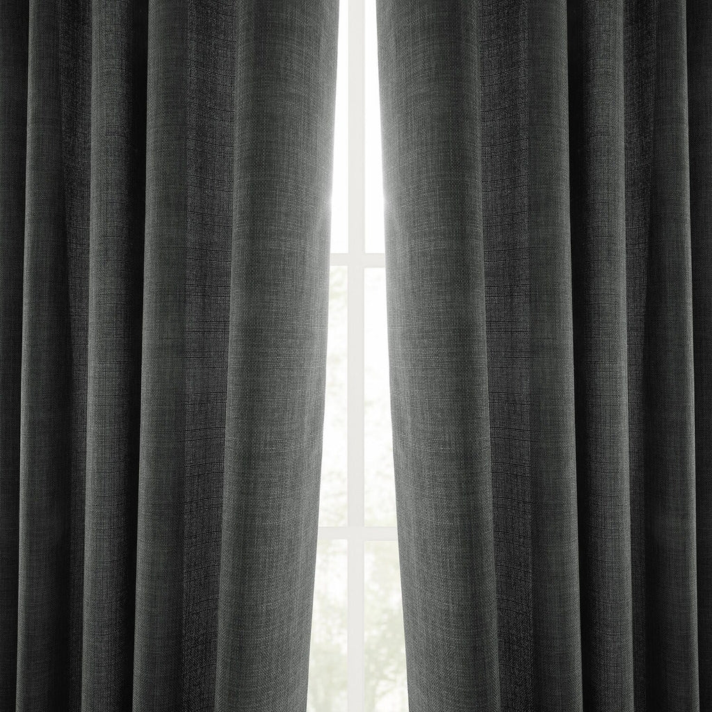 Rideaux occultants en faux lin italien Exclusive Fabrics pour chambre et salon - Rideaux de fenêtre à panneau unique