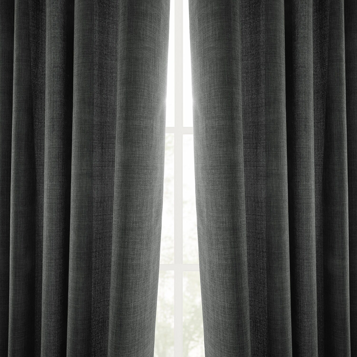 Rideaux occultants en faux lin italien Exclusive Fabrics pour chambre et salon - Rideaux de fenêtre à panneau unique