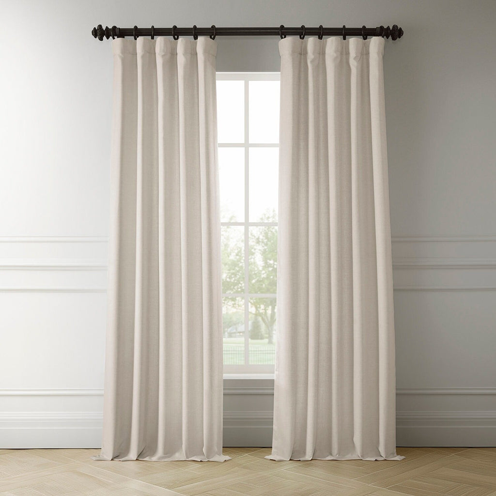 Rideaux occultants en faux lin italien Exclusive Fabrics pour chambre et salon - Rideaux de fenêtre à panneau unique