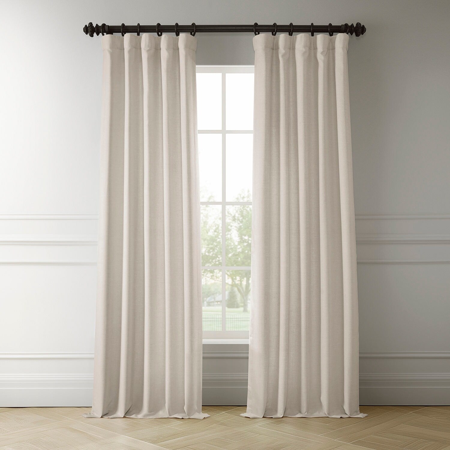 Rideaux occultants en faux lin italien Exclusive Fabrics pour chambre et salon - Rideaux de fenêtre à panneau unique