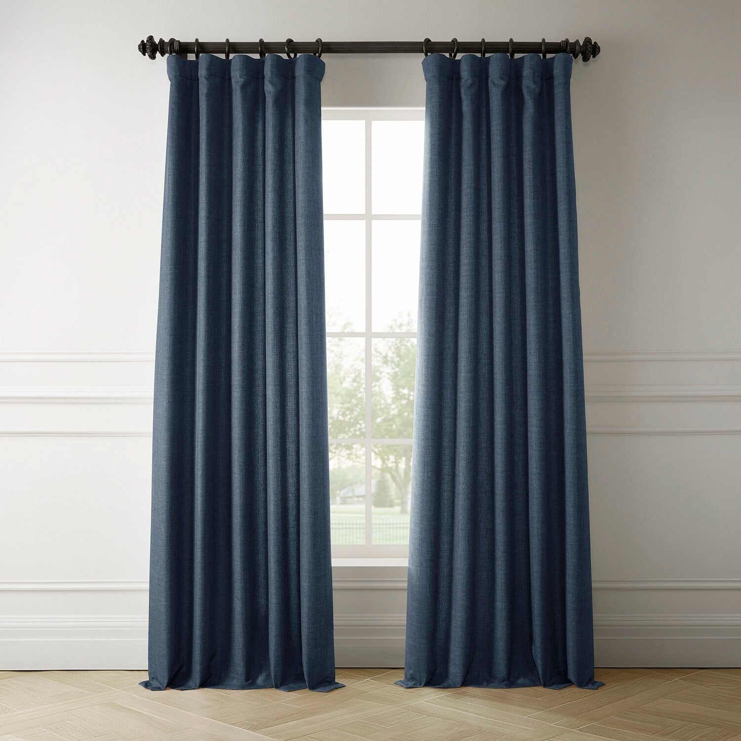 Rideaux occultants en faux lin italien Exclusive Fabrics pour chambre et salon - Rideaux de fenêtre à panneau unique