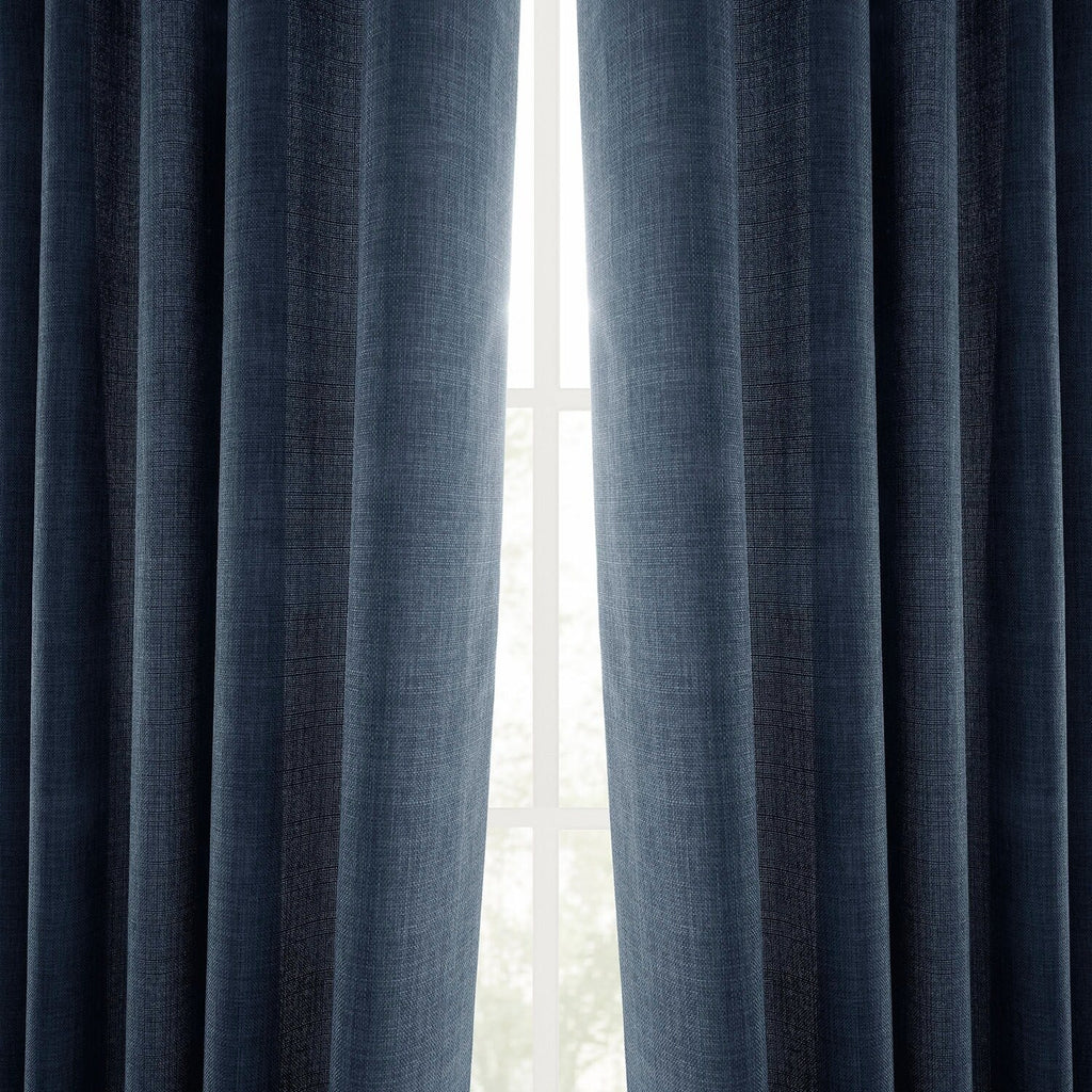 Rideaux occultants en faux lin italien Exclusive Fabrics pour chambre et salon - Rideaux de fenêtre à panneau unique