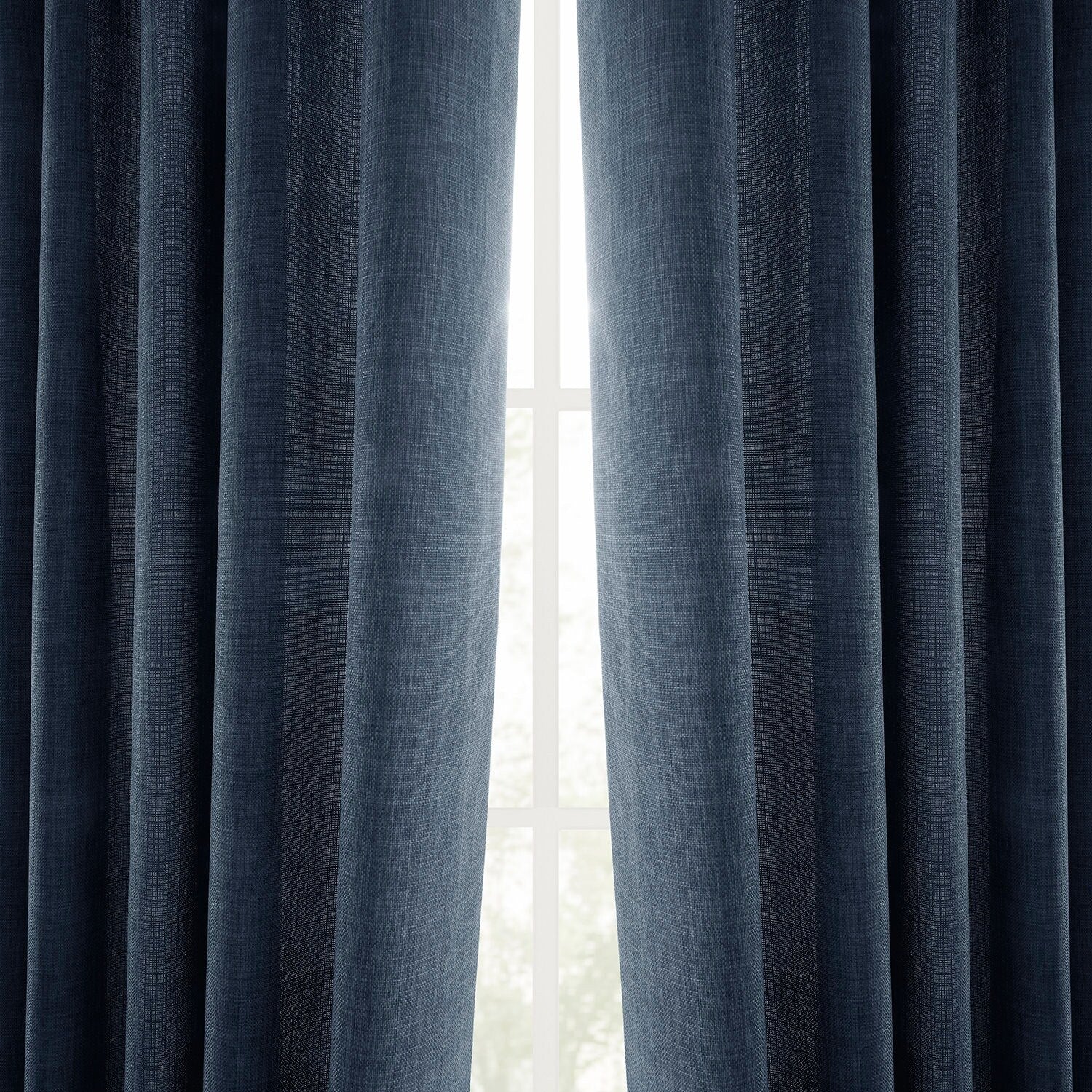 Rideaux occultants en faux lin italien Exclusive Fabrics pour chambre et salon - Rideaux de fenêtre à panneau unique