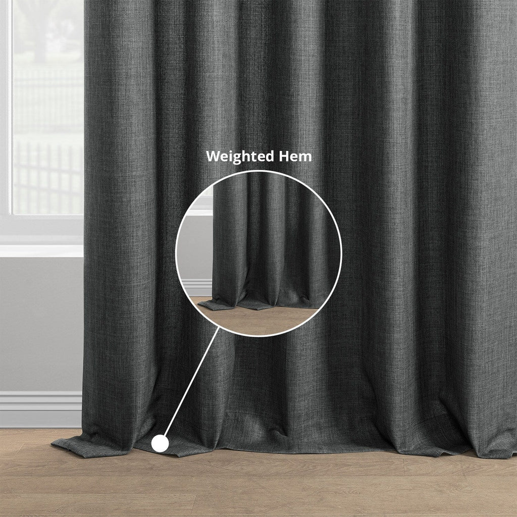 Rideaux occultants en faux lin italien Exclusive Fabrics pour chambre et salon - Rideaux de fenêtre à panneau unique